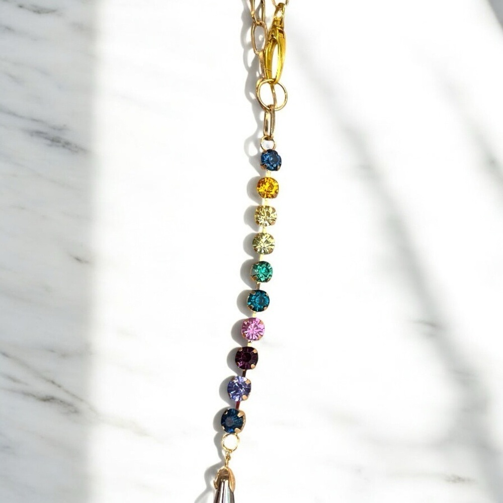 Bag charm MultiColor Rhinestone Cupchain & Pendant. - Picture 7 of 14